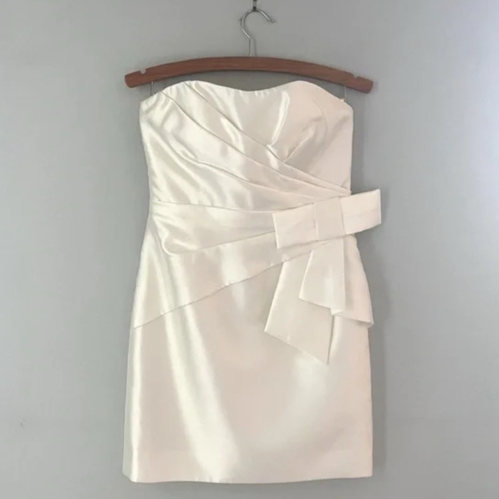 Vintage White Strapless Mini Dress, Sz 8